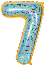 Folieballone da 32 Pollici - Donut a 7 Numeri - Ballo per Festa - Qualità Helio - Reutilizzabile - Ballo per Festa da 32 Pollici