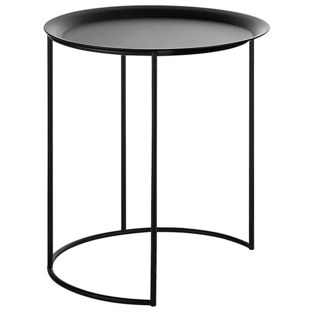 Set di 2 tavolini a nido in metallo Nero con piano rotondo a vassoio industriale minimalista