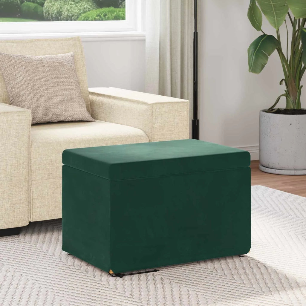 Pouf Verde Scuro 61 x 41 x 40 cm Velluto e Legno Ingegnerizzato