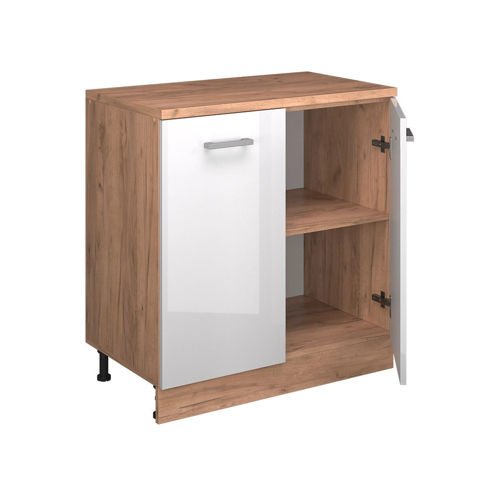 Mobile per mansarda Rion Bianco lucido/Rovere dorato 80 x 83.8 cm senza inclinazione con 2 ante Vicco