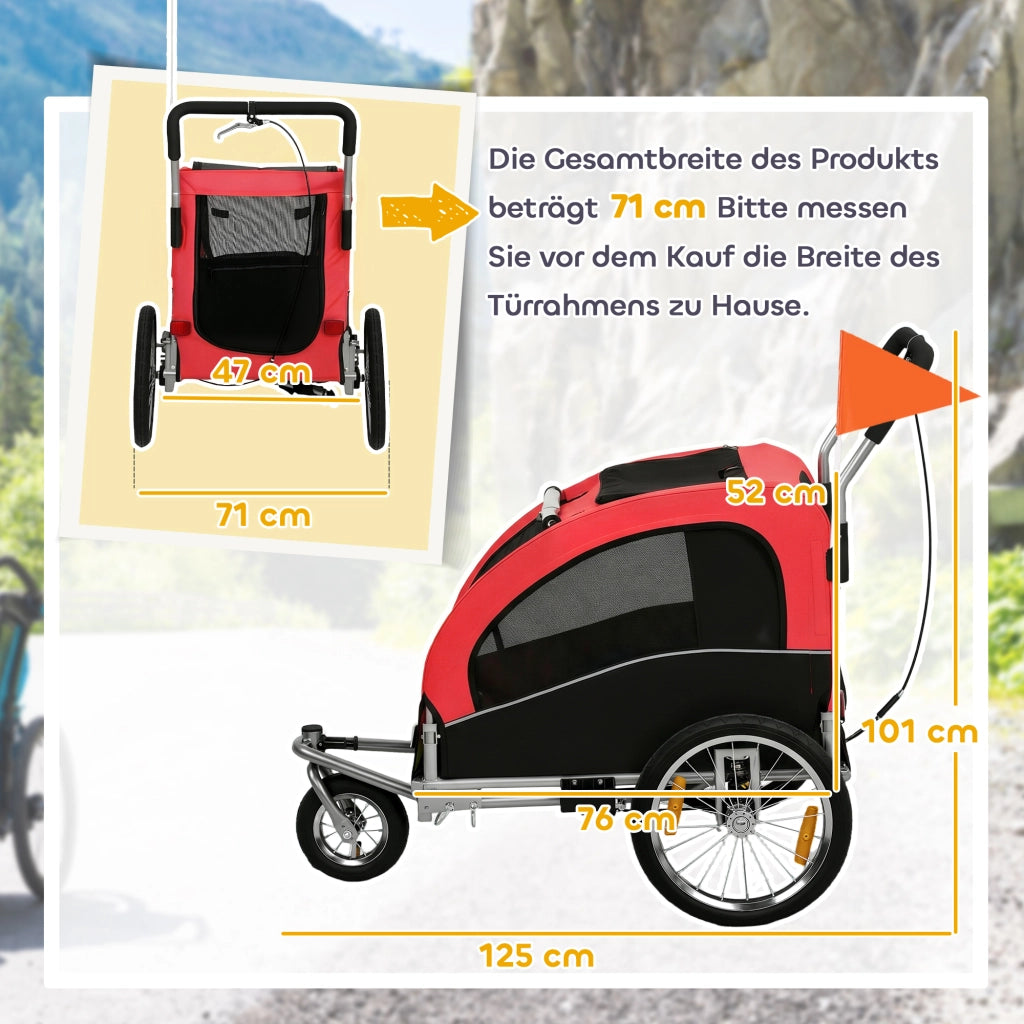 Carrello per cani pieghevole 2 in 1 ¨C Minimal ¨C Rosso