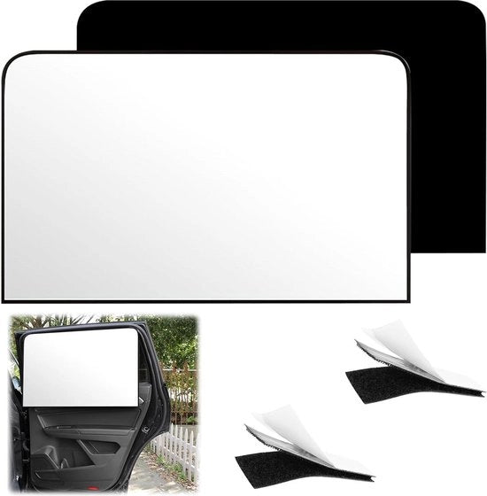 Zonnetinte per auto - protezione UV e termica - sicura per bambini - misura universale - per vetri laterali e posteriore - 2 pezzi - 80 x 50 cm.