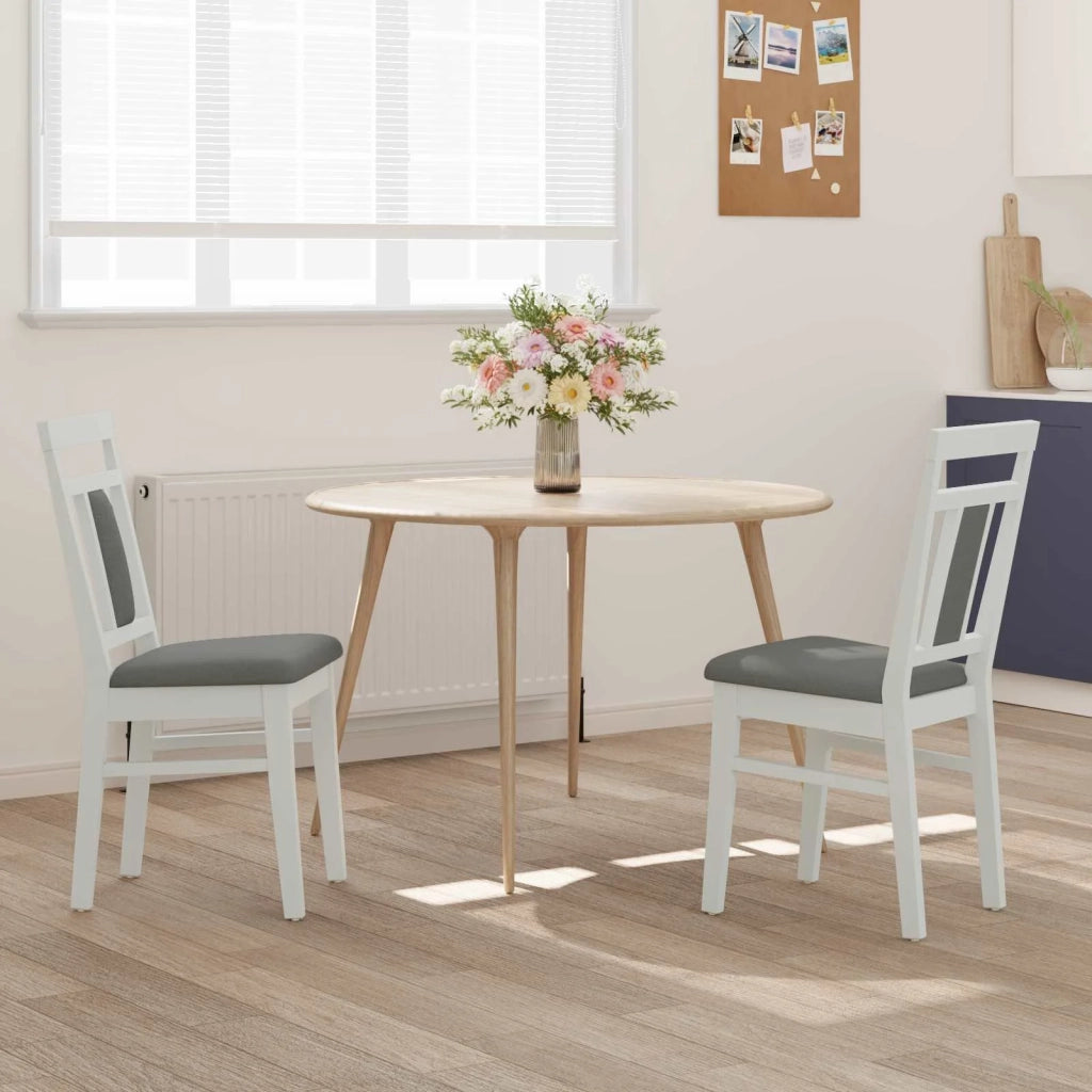Sedia da pranzo 2 pcs Bianco e Grigio Legno di gomma solido 42020505