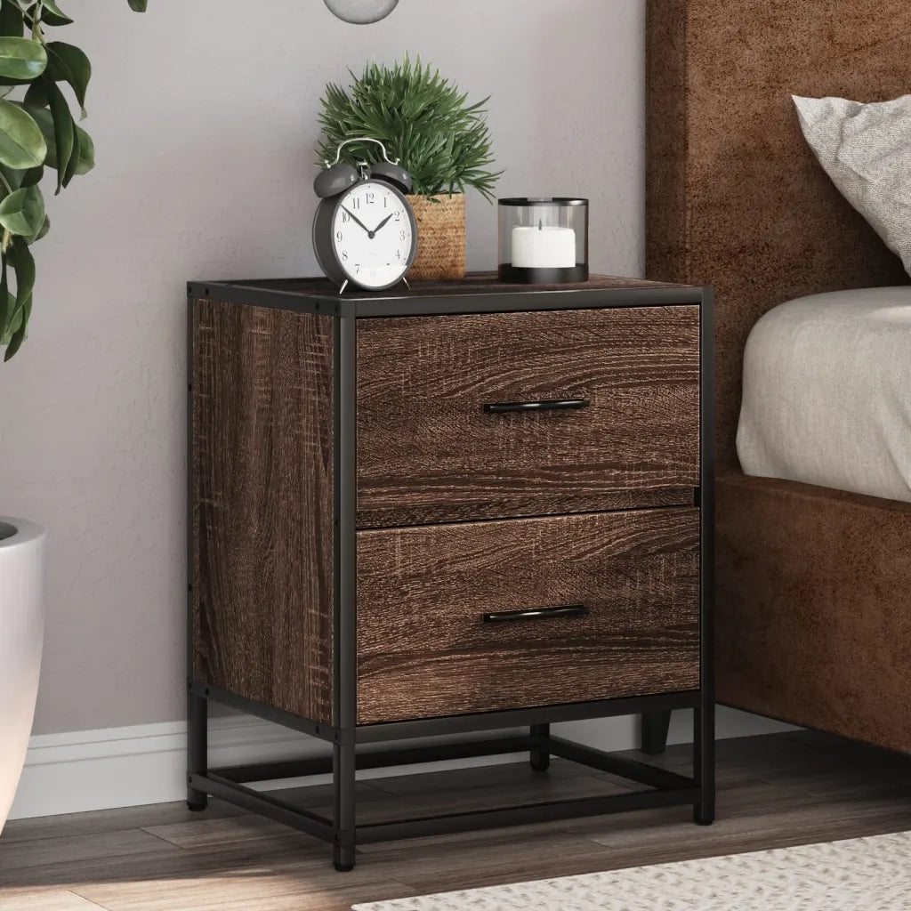 Comodini Rovere Marrone 2 pz-Set di 2 Tavolino da notte 40x31x50 cm in Truciolato 415084