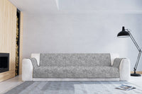 Copridivano con Copri Braccioli Seduta 60 cm in Poliestere e Cotone Grigio Scuro