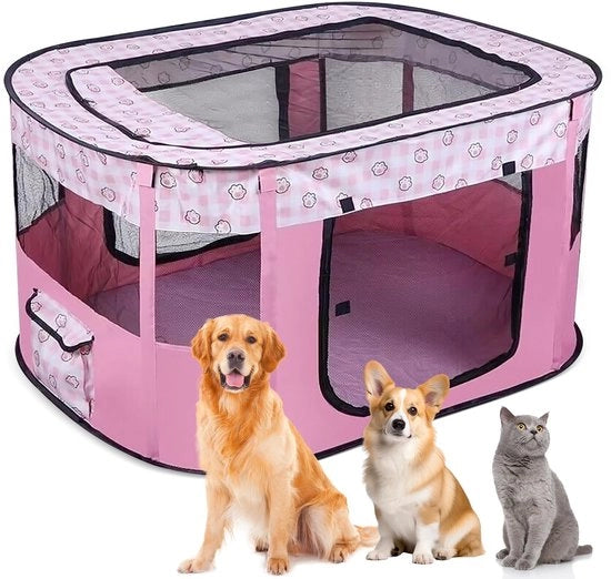 Recinzione Opportuna per Cani - Gatti - Conigli - Pupazzi - Portatile - 90 x 70 x 58 cm - Rosso - Recinzione per Animali
