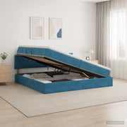 Letto con Contenitore Blu Scuro 200 x 200 cm Velluto 3458893