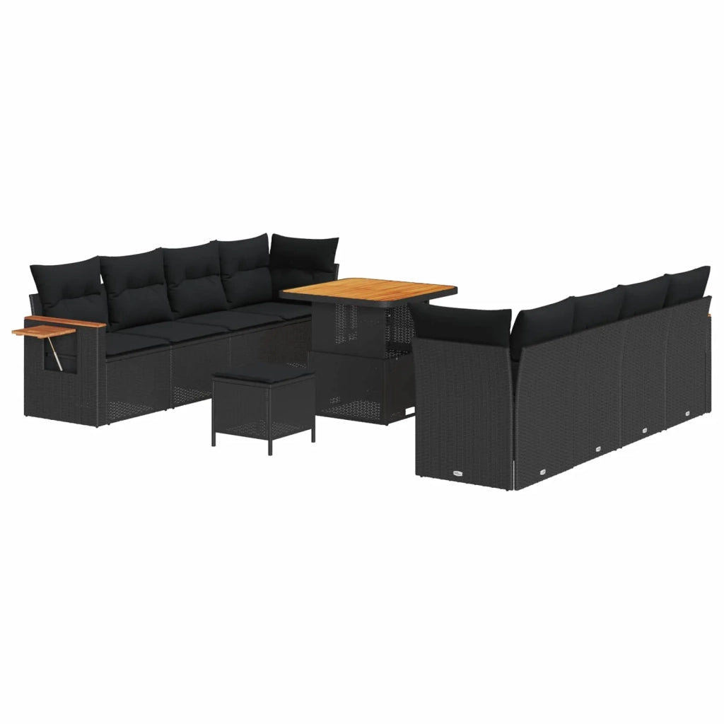 Set Divano da Giardino con cuscino 11 pcs Nero