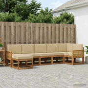 Set di divani da esterno 7 pcs Naturale e Beige Poliestere