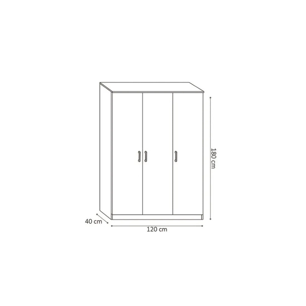 Armadio REY – 3 porte – 120×180 cm – Bianco – Stile moderno