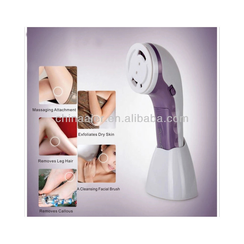 Trade Shop - Trattamento Corpo 5 In 1 Depilatore Massaggiatore Rimuovi Calli Pulizia Viso -