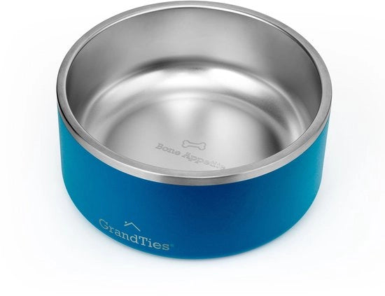 Recipiente per animali in acciaio inossidabile graviato, riutilizzabile, BPA-free, isolato, per gatti e cani, grande, sostenibile, antiscivolo, impermeabile, contenitore per acqua all'aperto (1890 ml, blu cobalto)