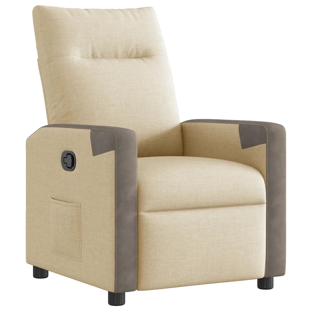 Divano Sedia-Poltrona Reclinabile in Tessuto Crema 360978