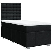 Letto singolo | Letto per adulti | Giroletto a Molle con Materasso Nero 100x200 cm in Tessuto