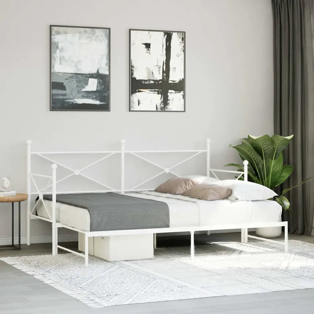 Divano Letto Estraibile senza Materasso Bianco 80x200cm Acciaio 4104687