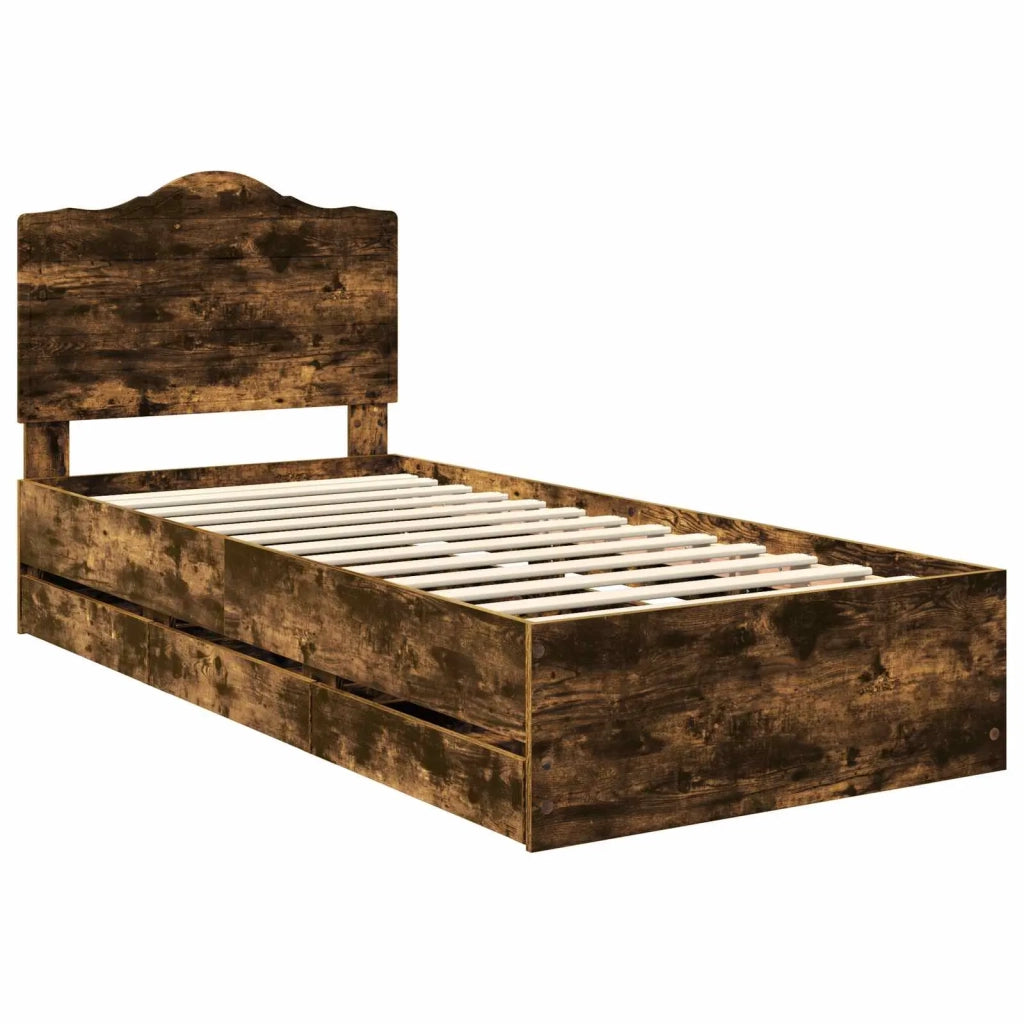 Struttura del letto con cassetto Quercia Affumicata 90 x 200 cm 3413454