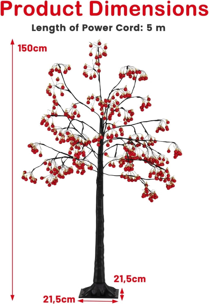 Decorazioni Natalizie, Albero di Natale 150 CM, 480 Luci LED Bianco Caldo, Sfere a Bolle Squisite, Base Solida, Picchetti di Terra, Addobbi Natalizi Esterno Interno per Casa, Giardino, Cortile