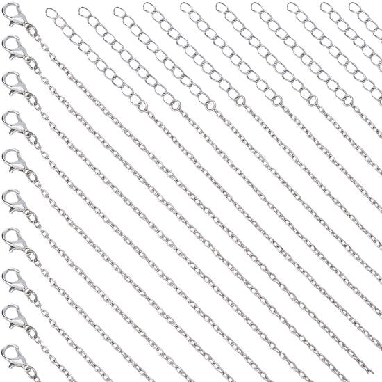 Catenella in acciaio inox 20 pezzi - Zinklegering - Chiusure a forma di granchio - Argento - 45 cm x 1,5 mm - Per creare gioielli - Catena per gioielli