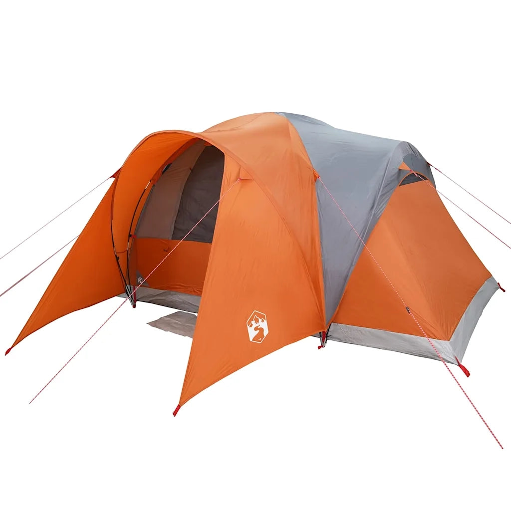 Tenda da Campeggio a Cupola 6 Persone-Tenda per Escursionismo Grigio e Arancione 831791