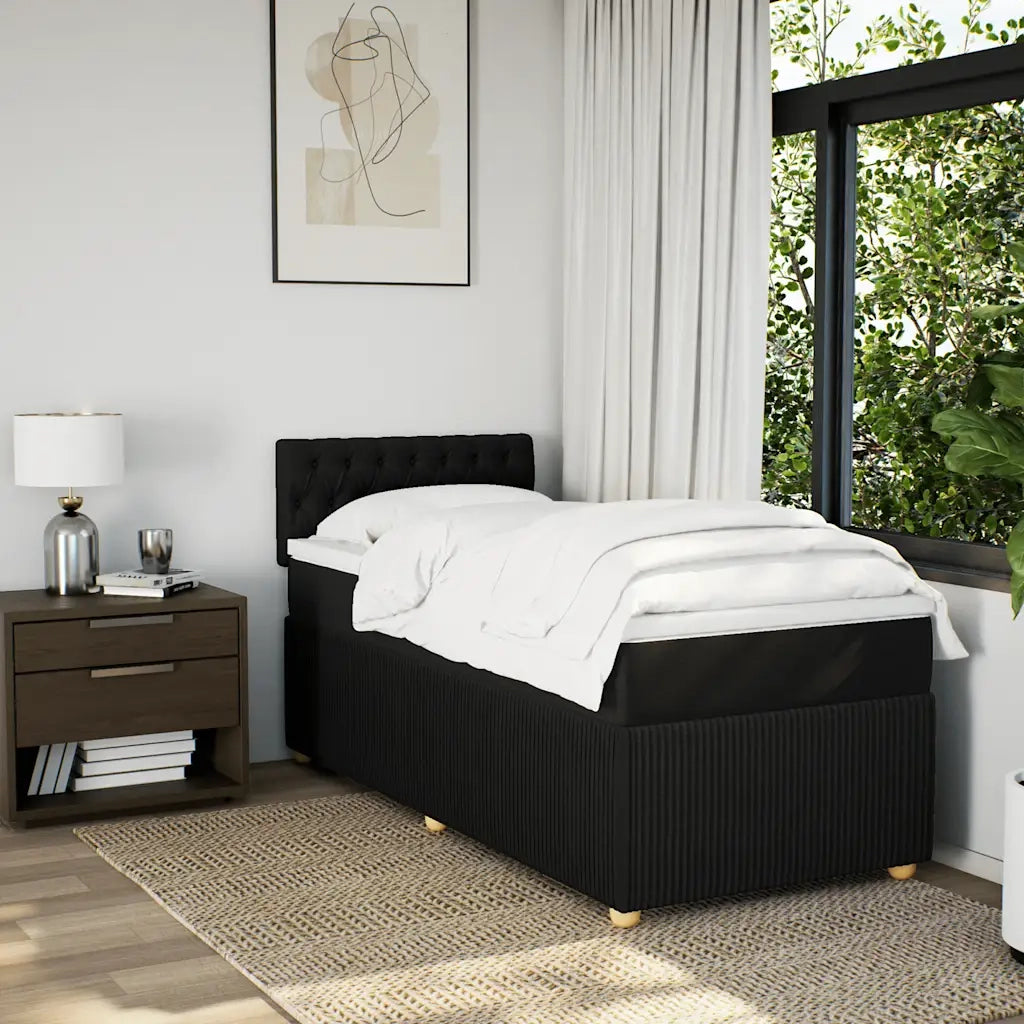 Giroletto a Molle con Materasso Nero 100x200 cm in Tessuto