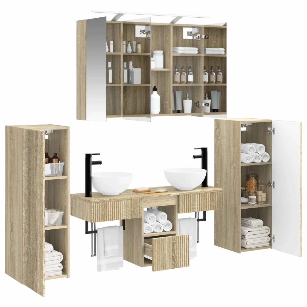 Set di mobili per il bagno 6 pcs Rovere Sonoma 3407113