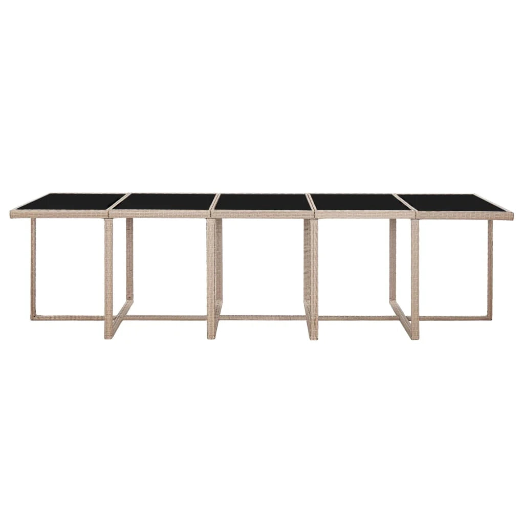 Set di mobili da giardino mobili da esterno con cuscini 15 pezzi resina intrecciata beige 02_0018286