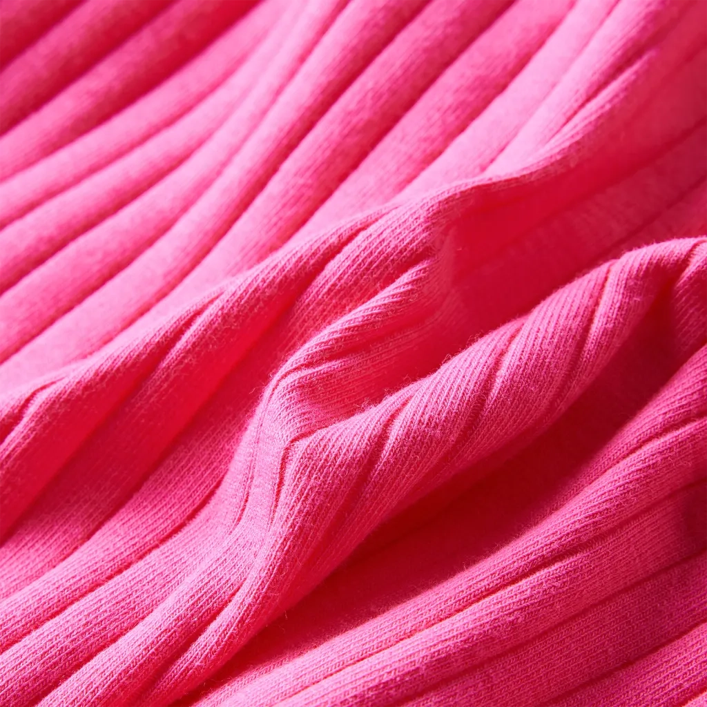 Maglietta da Bambina a Maniche Lunghe a Costine Fucsia 104