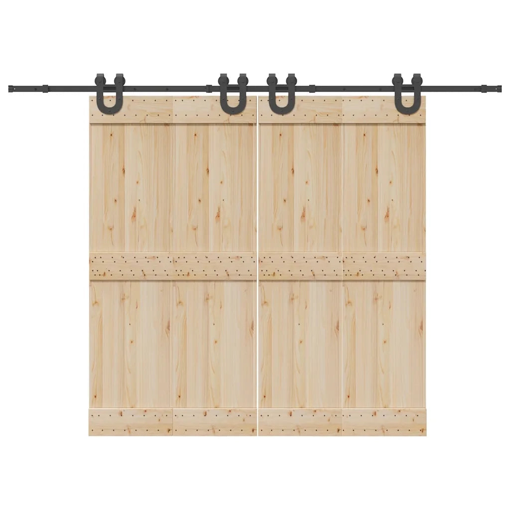 Kit di Binari per Porte Scorrevoli 366 cm Acciaio Nero 3295789