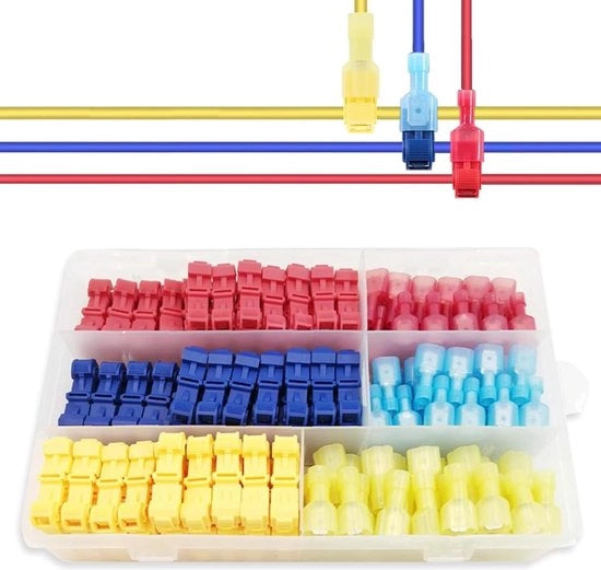 Set di connettori T - connettori T - connettori elettrici - 240 pezzi - 120 pezzi - contatti piani - connessioni veloci.