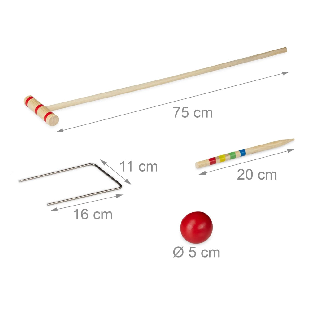 Gioco di croquet da esterno per 4 giocatori facile da installare 17 pezzi in plastica verde 13_0004585