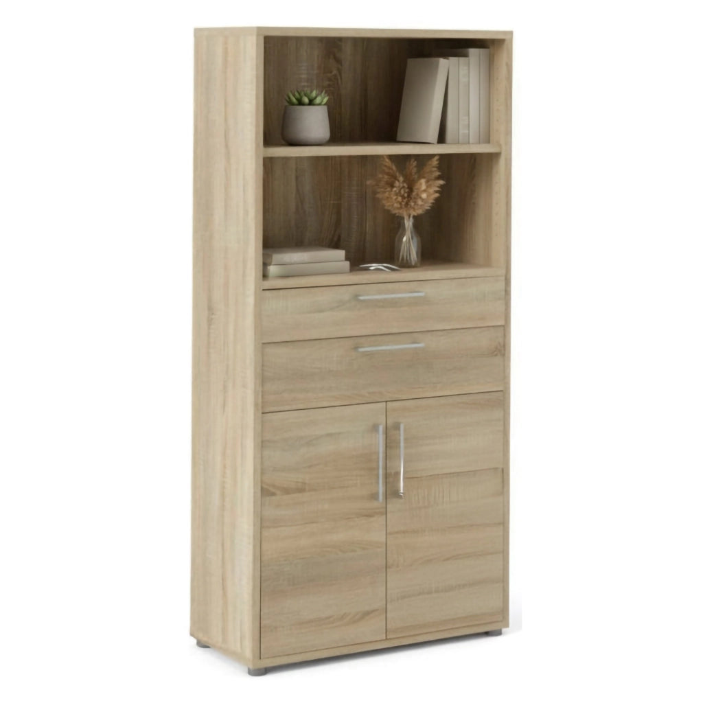 Credenza Albidona, Buffet da soggiorno, Madia da salotto, Dispensa da cucina, 89x40 h186 cm, Quercia