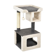 Albero per gatti con tiragraffi e pallina felpata, Centro attivit¨¤ interno per gattini per giocare Beige e grigio-Alberi Tiragraffi