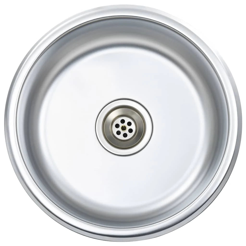 Lavello da cucina con filtro e sifone lavello rotondo da incasso superficie antigraffio acciaio inossidabile resistente adatto per interni domestici 02_0002355