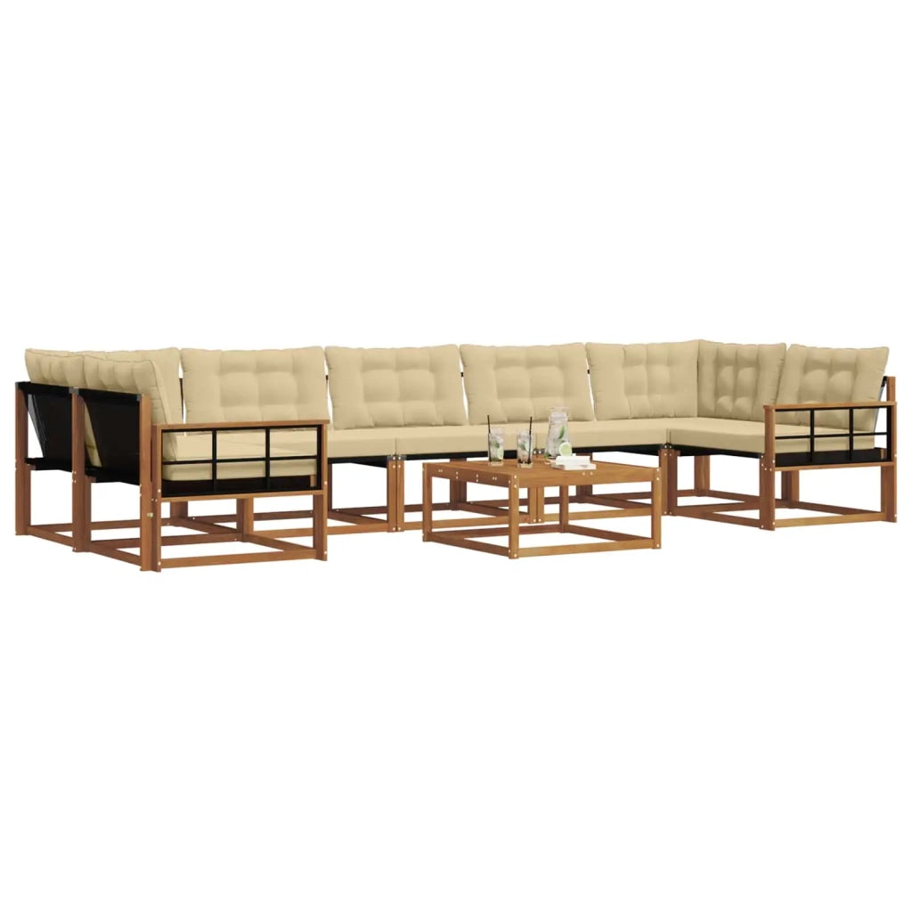 Set di divani da esterno con cuscino 8 pcs Naturale e Beige