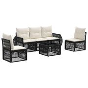 Set Divano da Giardino 6 pcs Nero e Bianco Crema polyrattan