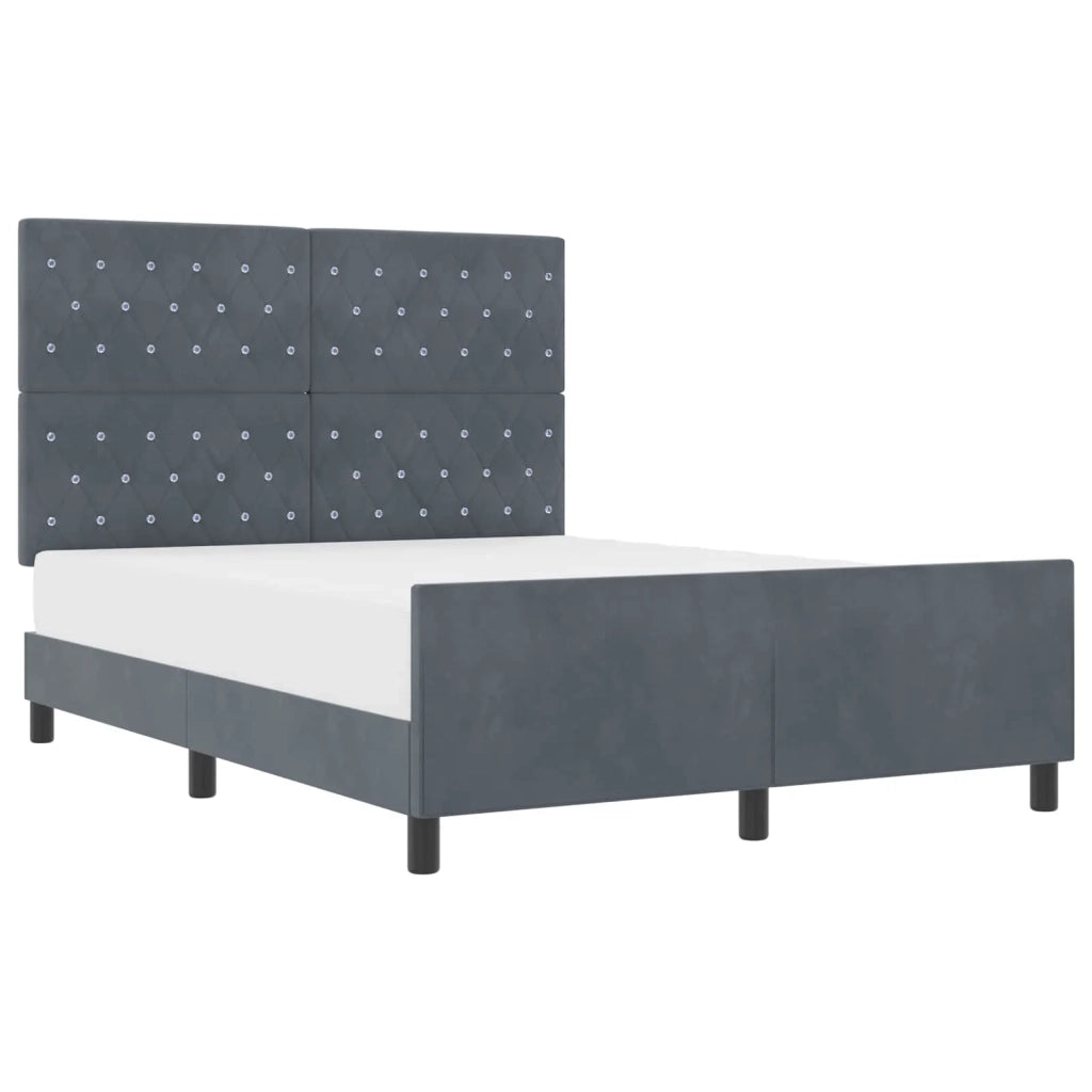 Letto a molle con testiera-Rete con Testiera Grigio scuro 160 x 200 cm Velluto