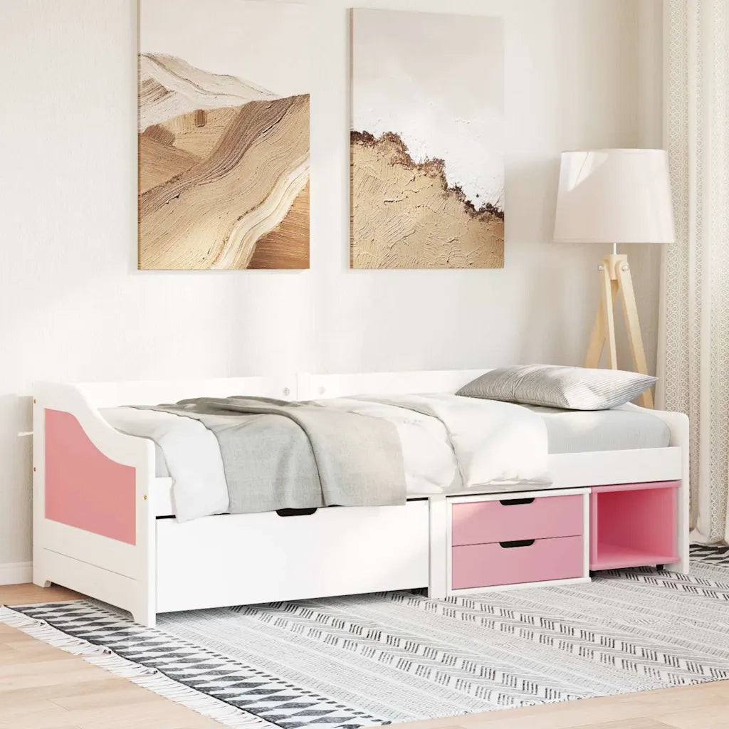 Dormeuse 3 Cassetti senza Materasso Bianco&Rosa 90x200 cm IRUN