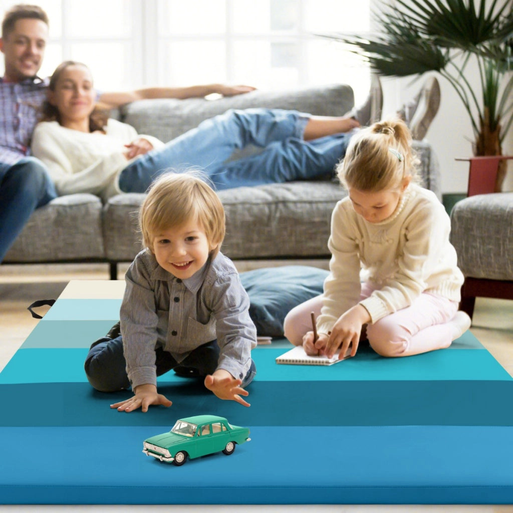 Tappetino da ginnastica trifoglio per stretching muscolare-Tappetino da allenamento portatile e leggero in pelle PU Blu