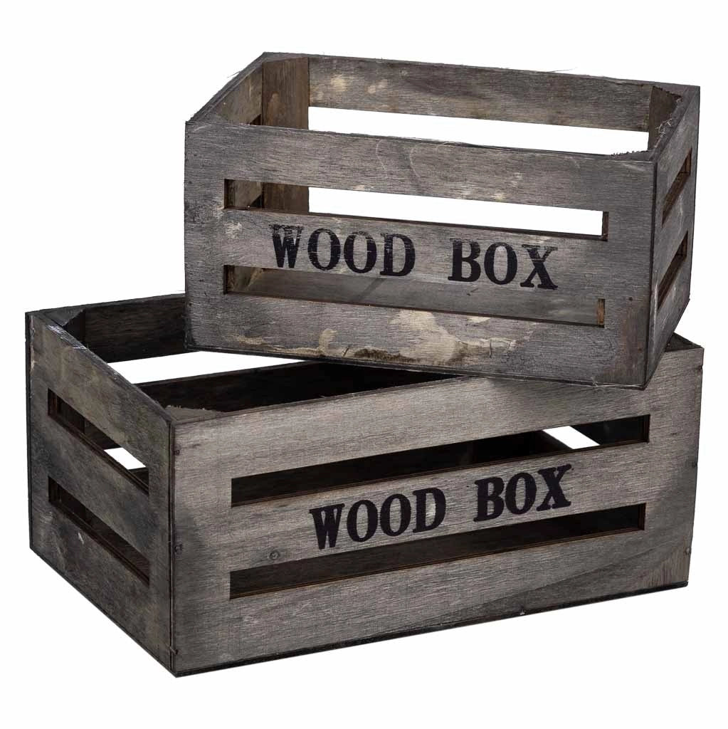 Set cassetti in legno 2 pezzi grigio 20x13x09-16x11x08h cm