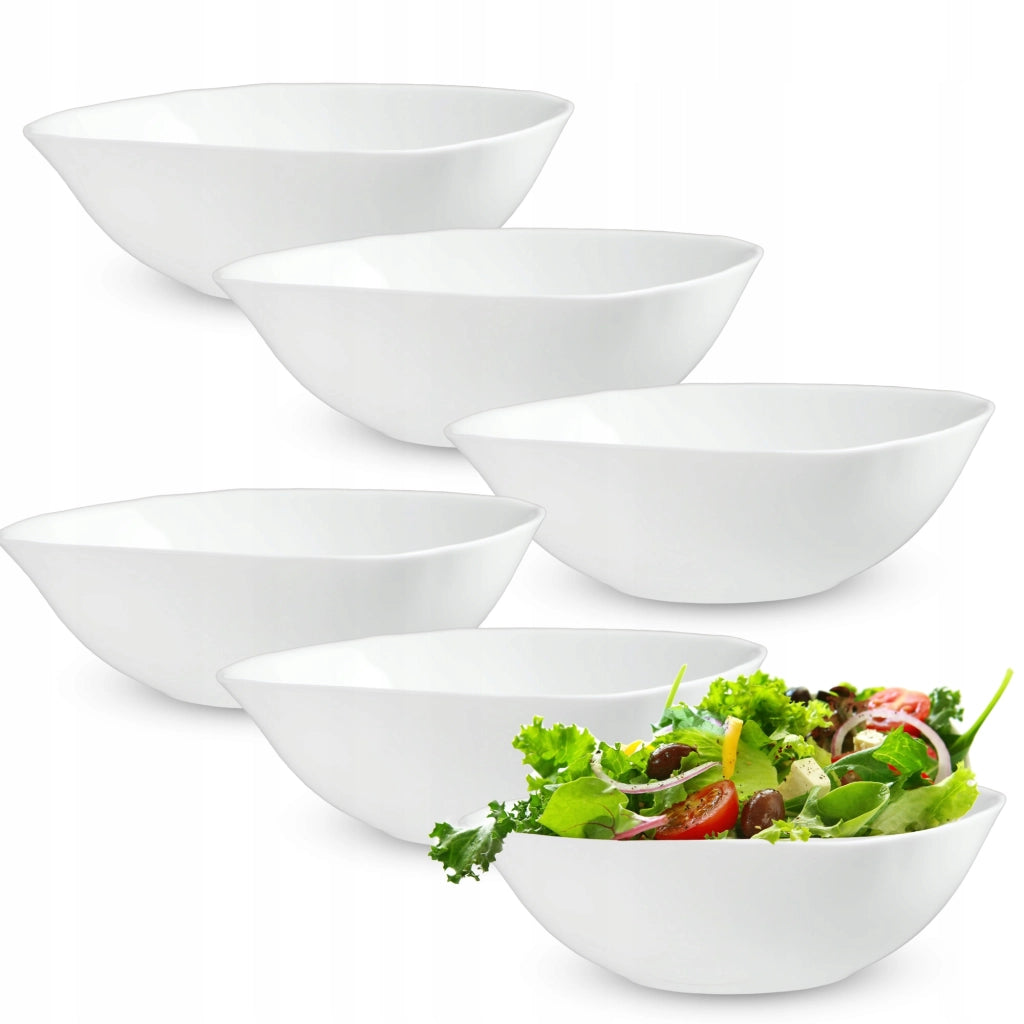 Set di 6 ciotole in vetro KADAX da 19 cm per insalata, zuppe e snack, colore bianco.