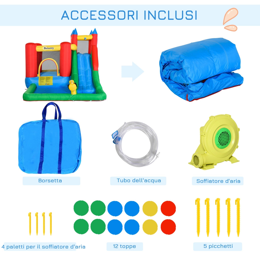 Gonfiabile Bambini con Scivolo Trampolino Piscina ¨C zephmum ¨C 330x245x215cm