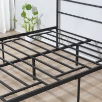 Struttura Letto Matrimoniale in Acciaio 160x200cm con Doghe, Testiera e Pediera - Nero