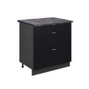 Mobiletto base per cucina Fame-Line Nero rigato/Antracite 80 cm con 3 cassetti, PL Antracite Vicco
