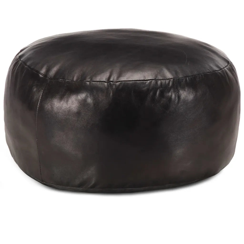 Pouf Nero 60x30 cm in Vera Pelle di Capracod mxl 130132