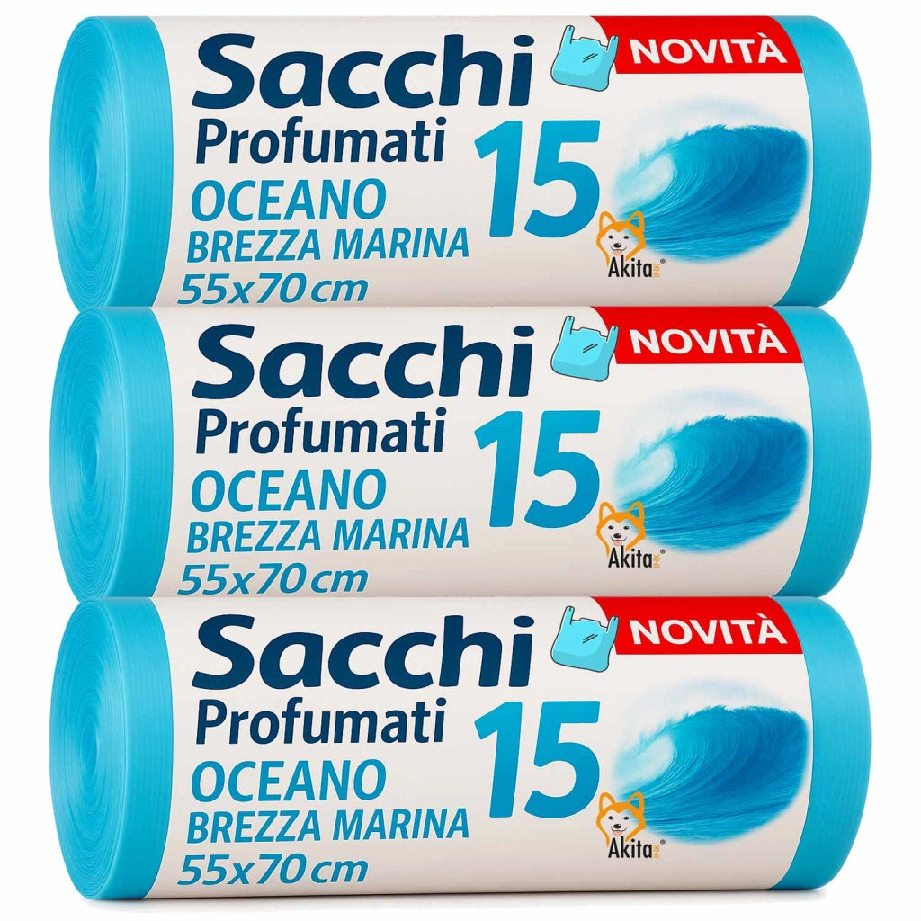 Akitaink Sacchi Spazzatura 45L Brezza Marina 45 Pz