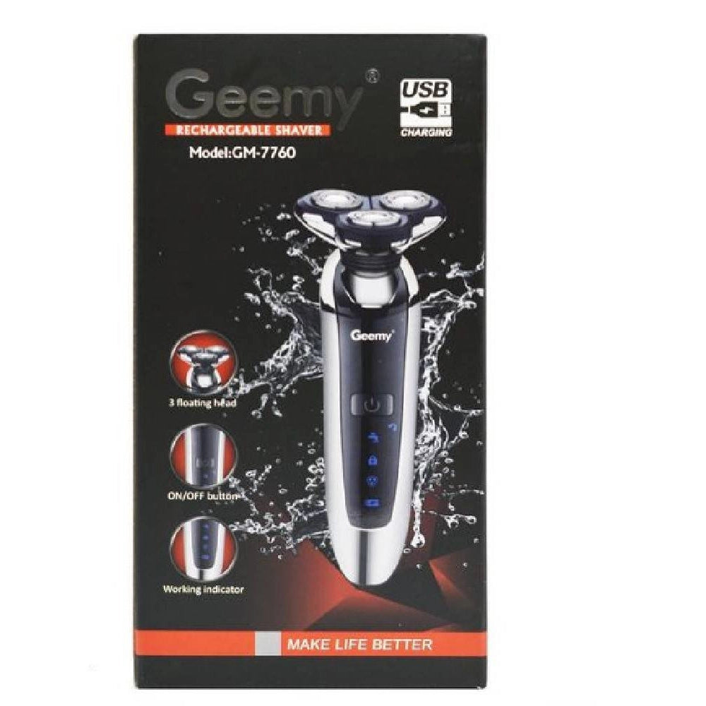 Trade Shop - Rasoio Ricaricabile Elettrico Professionale Barba A 3 Testine Flottanti Gm-7760 -
