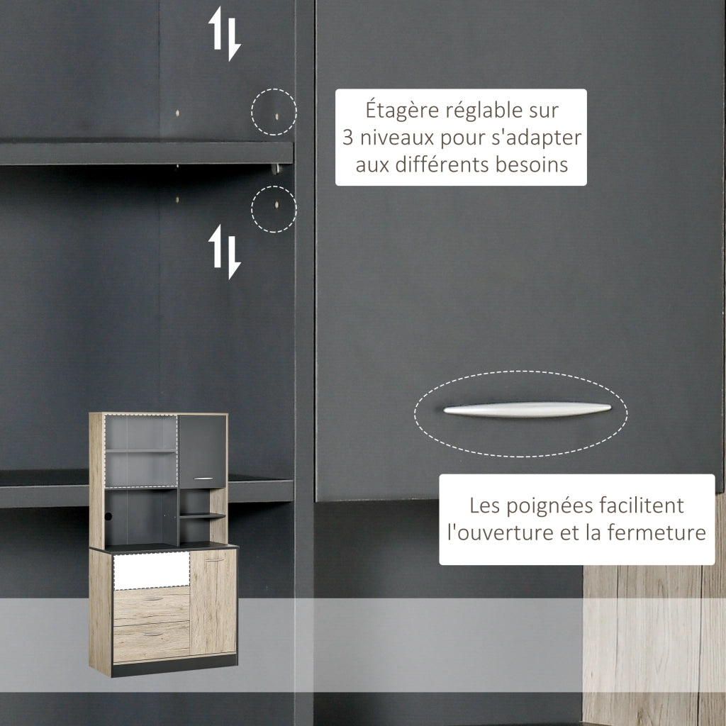Armadio da cucina ¨C zephmum ¨C bicolore quercia chiaro grigio 90x39x169 cm