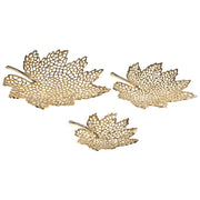 Set di 3 vassoi decorativi in alluminio dorato Foglia d'acero Glam Modern Decor Home Accessories