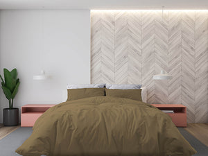 Copripiumino Matrimoniale con Sacco e Federe Tinta Unita Nocciola