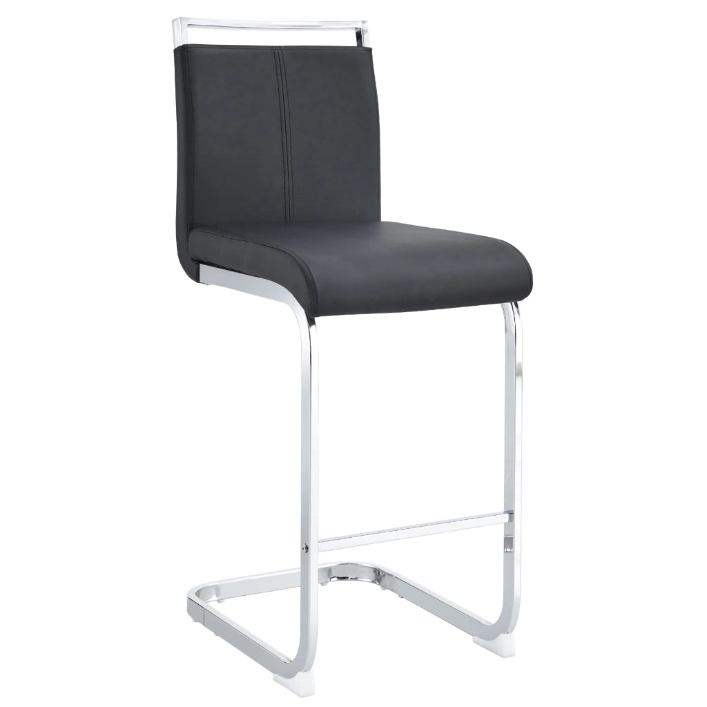 Sgabello da bar set di 2 con struttura stabile e poggiapiedi in PU e metallo nero e argento 61,5 × 32,0 × 43,0 cm